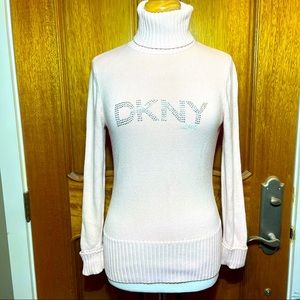 DKNY Pale Pink Sweater w/Rhinestone Embellishment